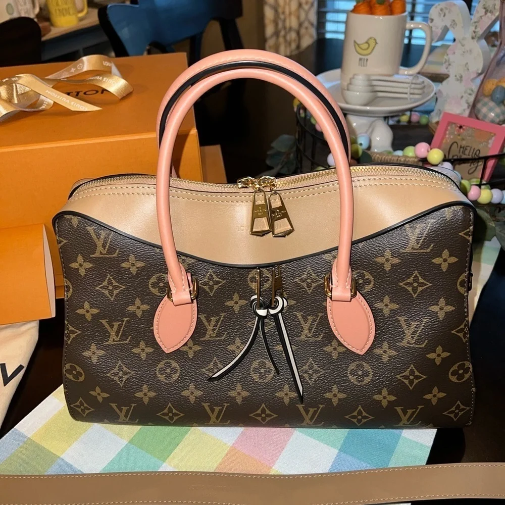 Louis Vuitton Tuileries Handbag Monogram Canvas with Leather PEACH in EUC!!! - Picture 2 of 11